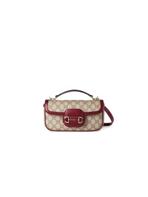 Dark Brown Gucci Horsebit 1955 Soft small top handle bag