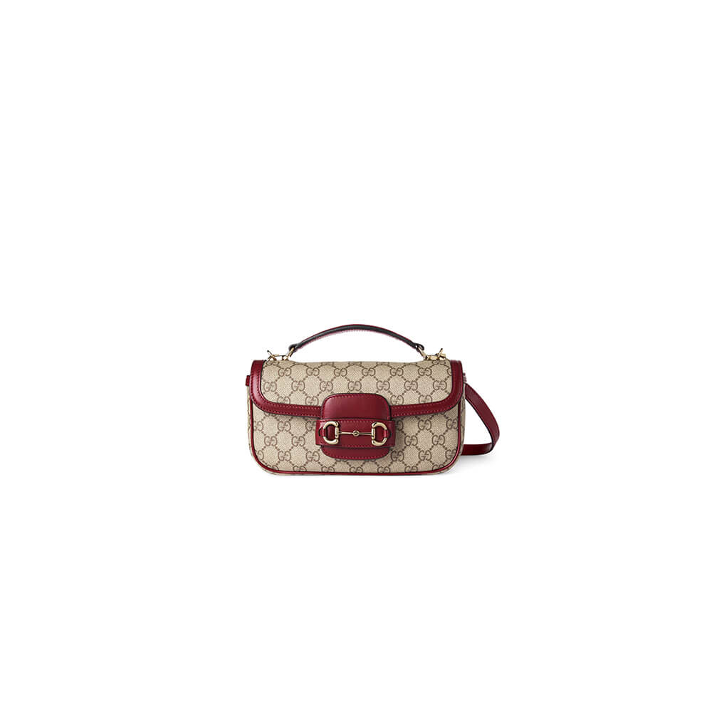 Dark Brown Gucci Horsebit 1955 Soft small top handle bag