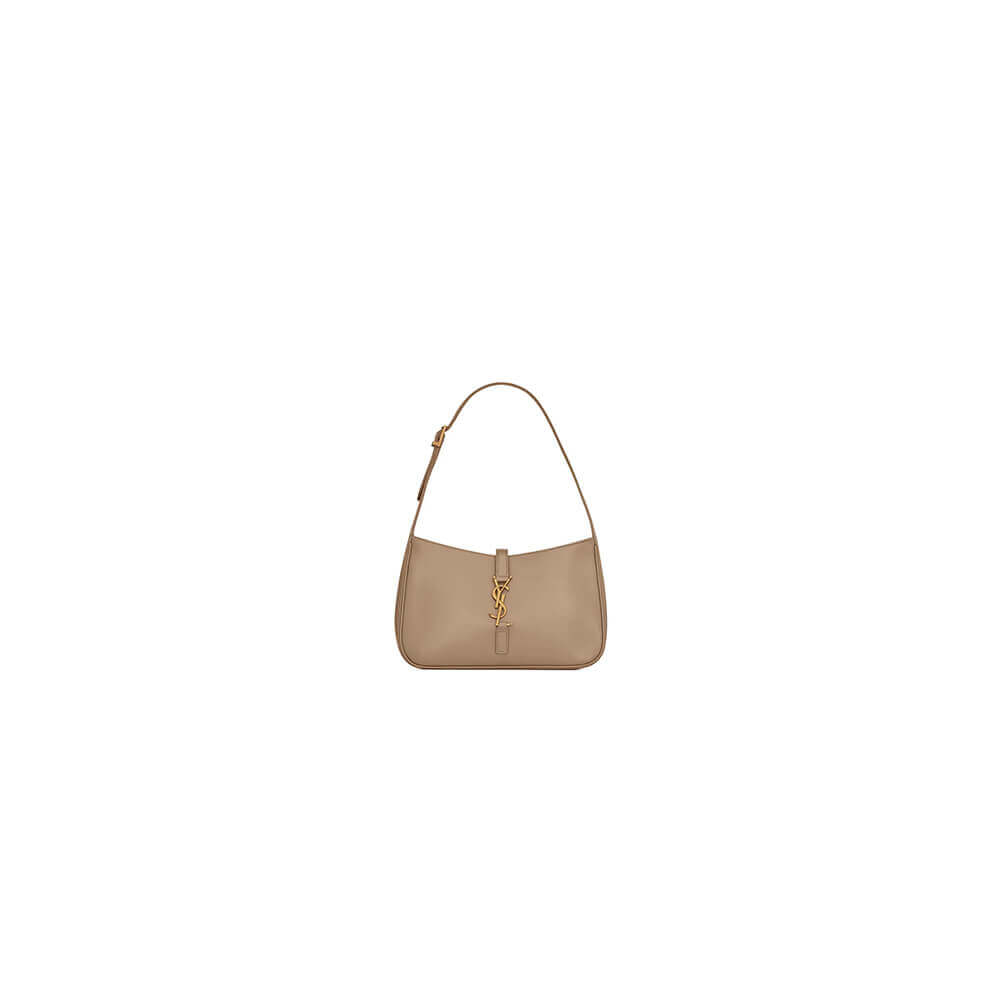 GREYISH BROWN YSL LE 5 A 7 bag in smooth leather