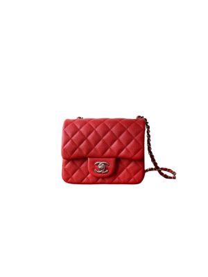 Red Chanel MINI FLAP BAG (high-end grade)