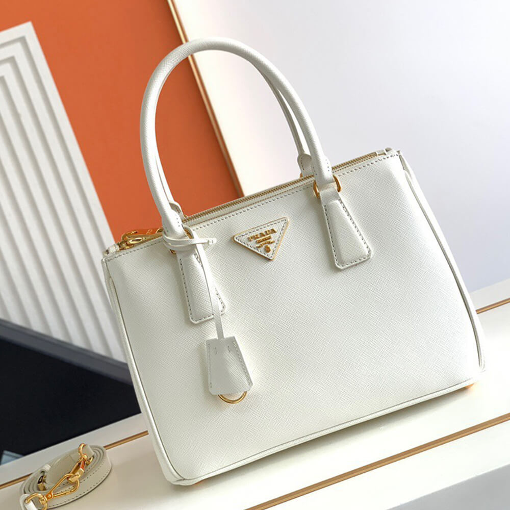 White Medium Prada Galleria Saffiano leather Bag - Image 2
