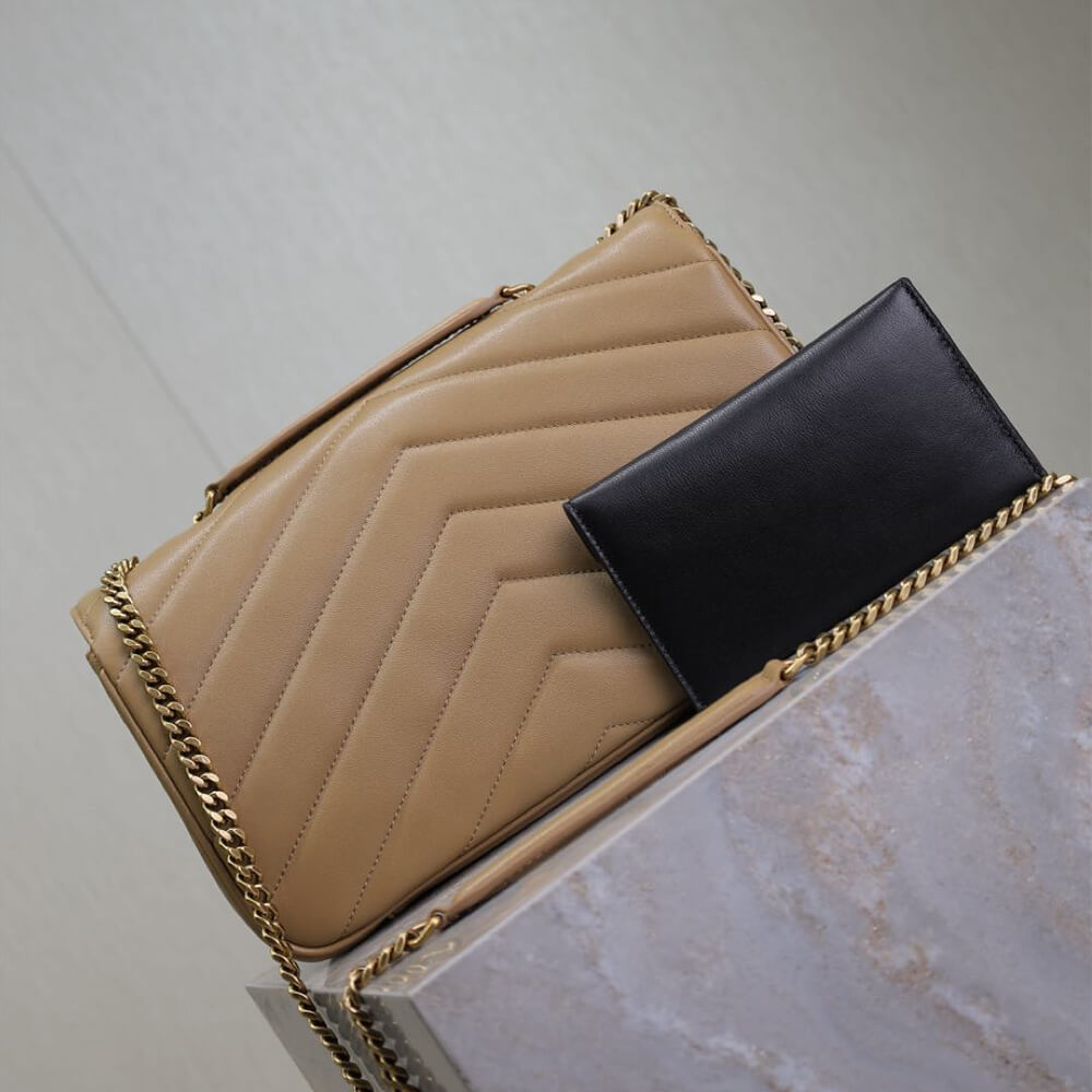 Beige YSL LOULOU medium in MATELASSE lambskin - Image 4