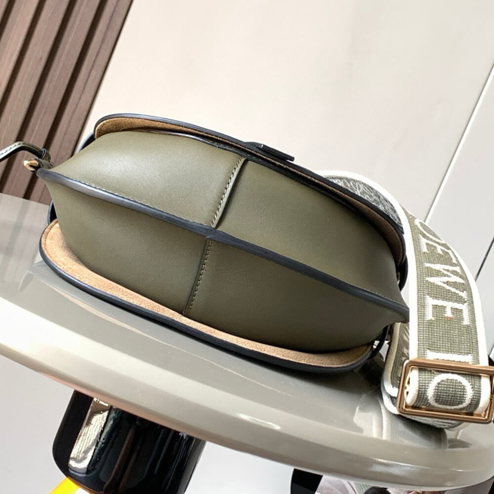 Autumn Green Loewe Small Gate bag in soft calfskin and jacquard - Image 5