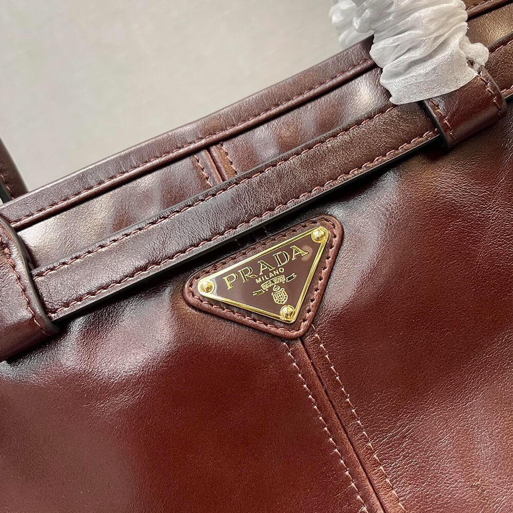 Dark Brown Prada Large leather handbag (high-end grade) - Image 6