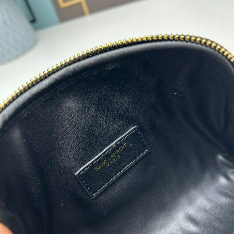 Black YSL Gaby zipped pouch in quilted lambskin - Image 7