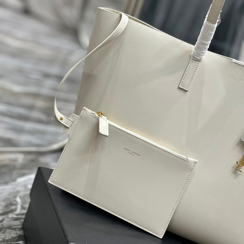 White YSL Shopping Saint Laurent leather - Image 7