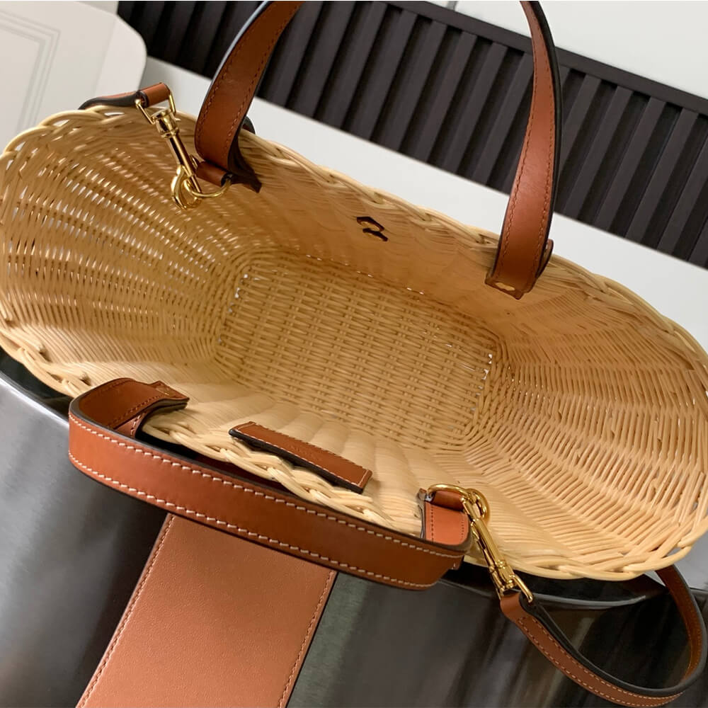 CELINE TEEN COUFFIN BAG IN WICKER AND NATURAL COW LEATHER(High-end Grade) - Image 8